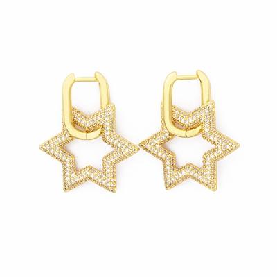 

Nidin New Arrival 4 Colors Choice Copper CZ Star Drop Crystal Dangle Earrings Fine Party Wedding Christmas Women Jewelry Gifts золотой