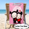 Custom Name Heartfelt Pucca Love Microfiber Beach Towel Super Soft & Absorbent for Bath, Beach, Travel  Bath Time Accessory, Fan gifts