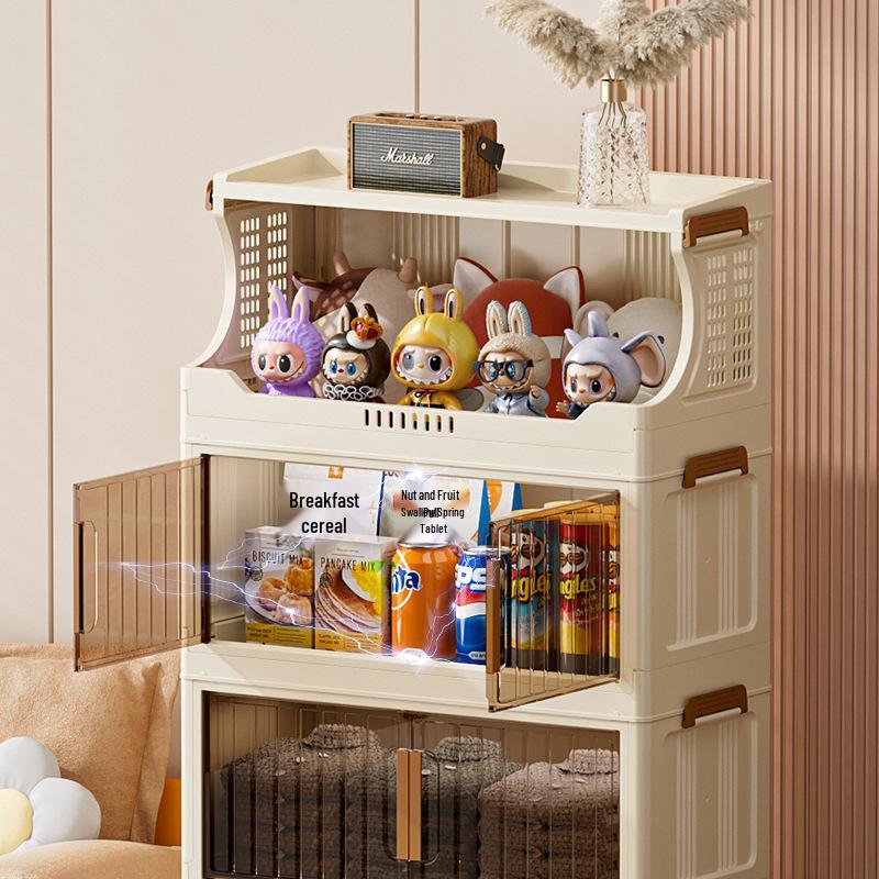 Foldable Dustproof Multi-Layer Storage Cabinet for Kitchen & Living Room