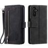 Shockproof PU Leather Phone Case for Samsung Galaxy A34 5G,Zipper Pocket Design Stand Anti-Scratch Protective Cover with 9 Card Slots