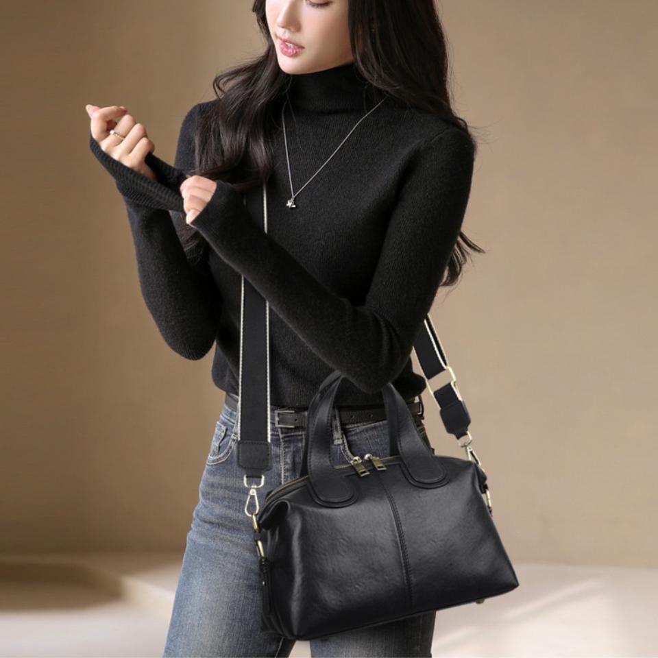 100% Genuine Cowhide Leather Women's Handbag Casual Ladies Tote Bag Shoulder Messenger Bag Female Daily Commute Crossbody Bag