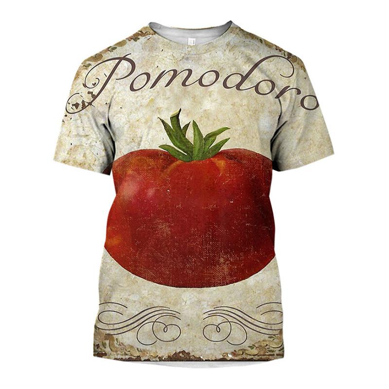 3D Printed Creative Tomato T Shirt For Women Vegetable Art Pattern Tees Summer Loose Round Neck Tops Short Sleeves Women T-Shirts