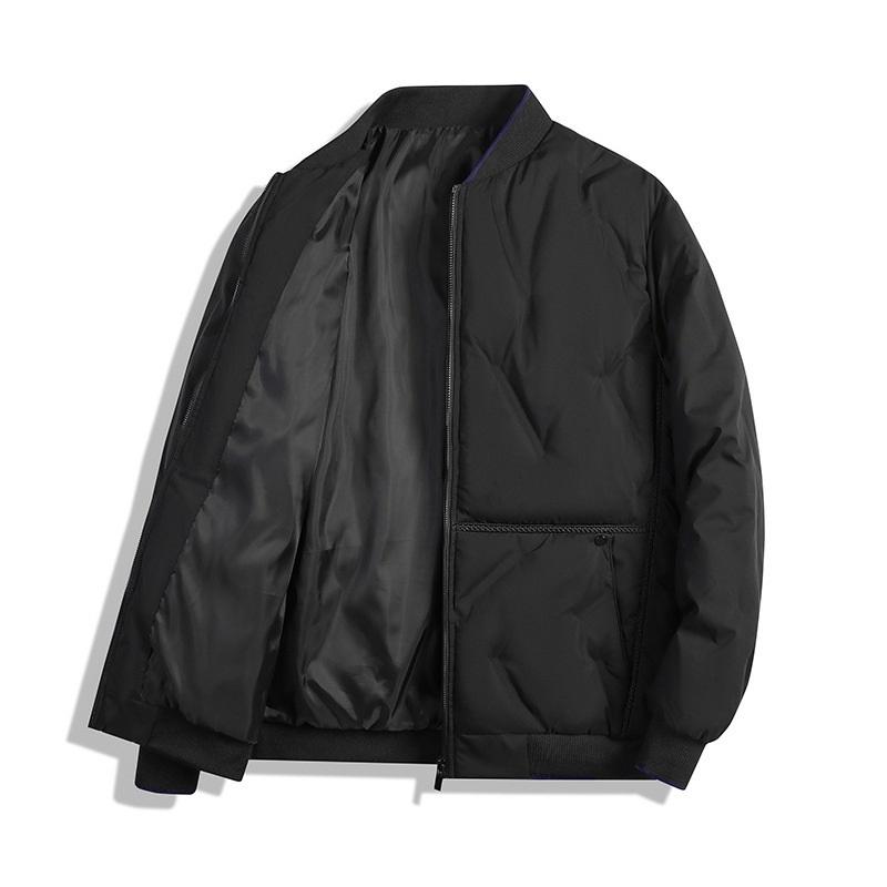  Zipper Up Bomber Jacket Men Quilted Padded Casual Winter Outerwear