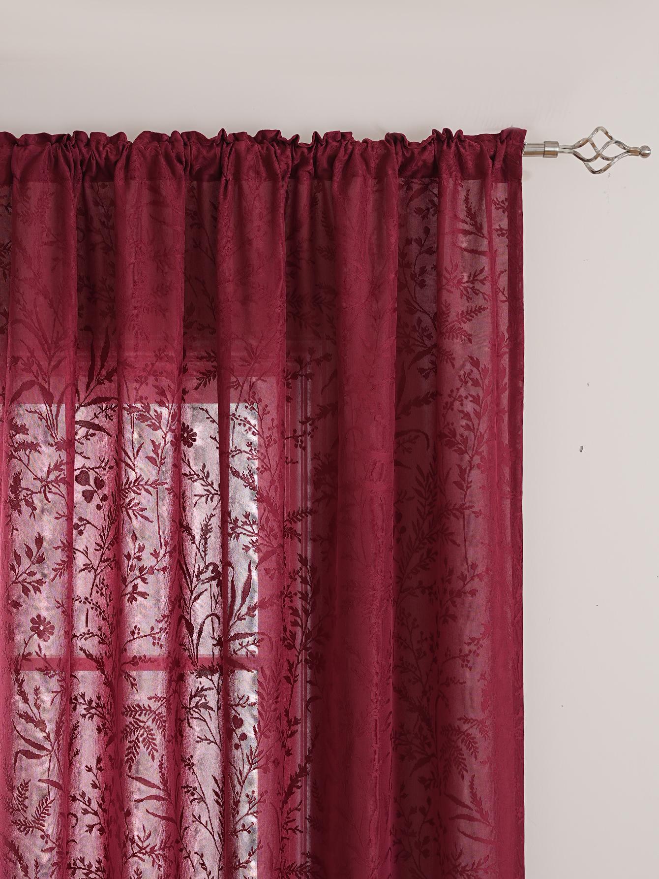 Rood Wijn Kleine Gras Retro Kant Gordijnen voor Zomer Woonkamer En Slaapkamer Decoratieve Raambekleding 140x200cm 1PC&Fixed Pleat