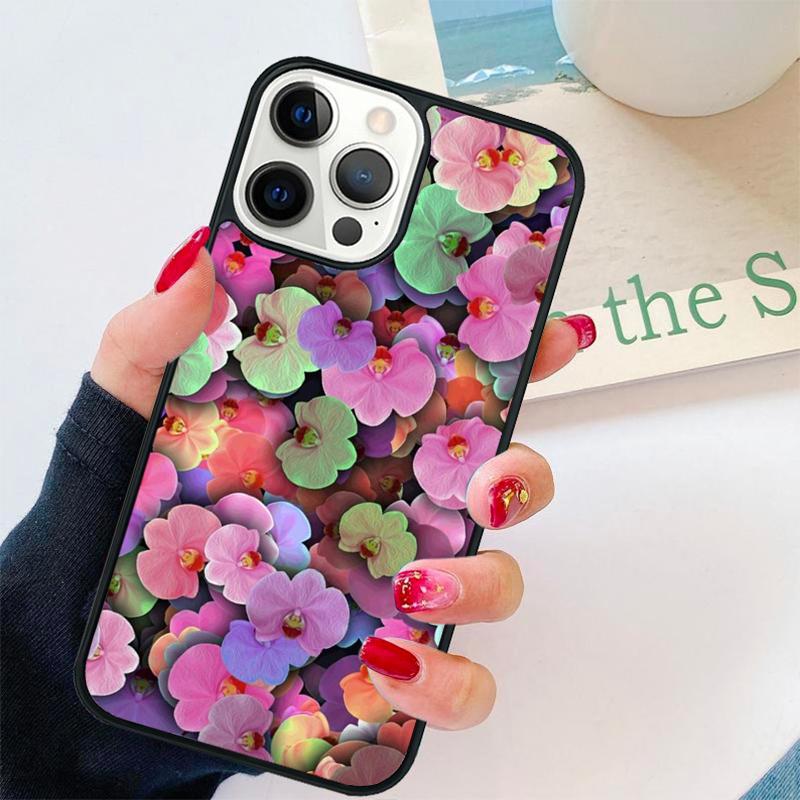 Orchid Flowers Colorful Phone Case For iPhone 17 Air 16 pro max 15 14 plus 12 13 Soft Bumper Shell Cover coque