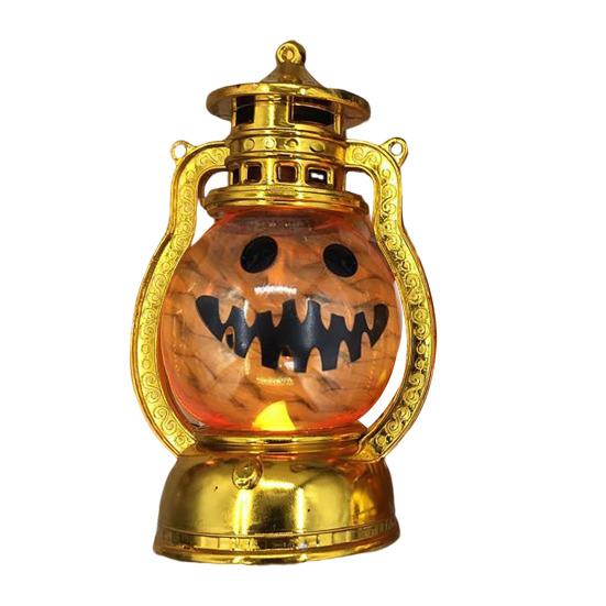 Halloween Pumpkin Lantern Spooky Pumpkin Lamp with LED Candle Vintage Decorative Pumpkin Light for Festive Party Porch Mantel Decoration