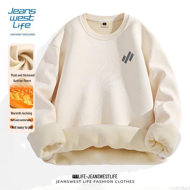 JEANSWEST LIFE Men's Heavyweight Fleece Crew Neck Sweatshirt