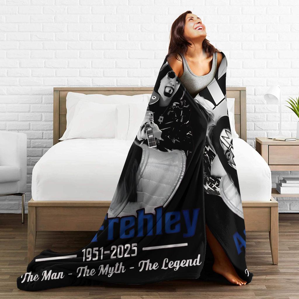 Ace Frehley RIP 1951-2025 Wool Blankets Kiss Band Custom Throw Blankets for Home 200x150cm Rug Piece,