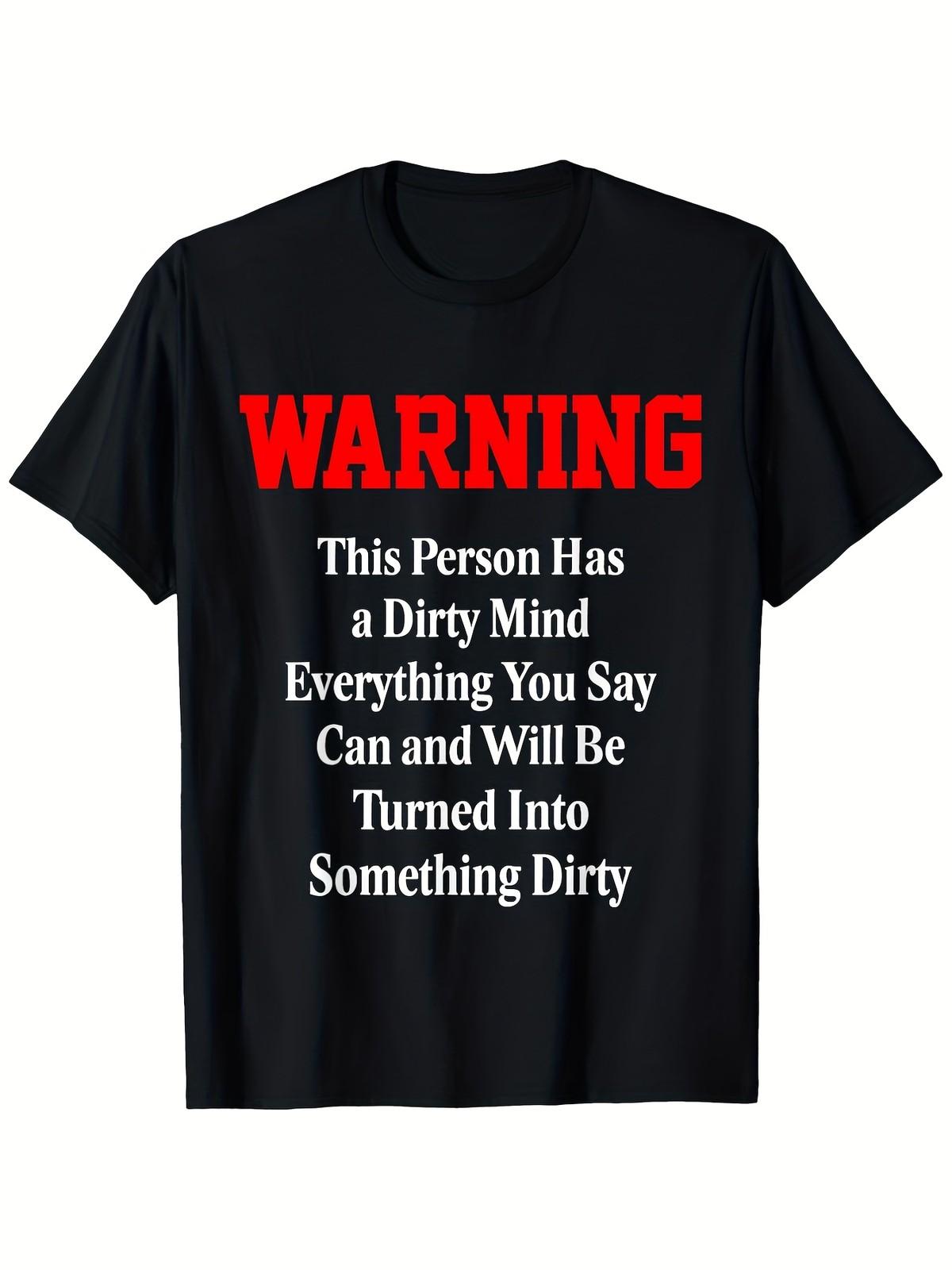 Funny Dirty Mind Graphic T-Shirt - Unisex Black Cotton Tee with Bold Red & W S разноцветный