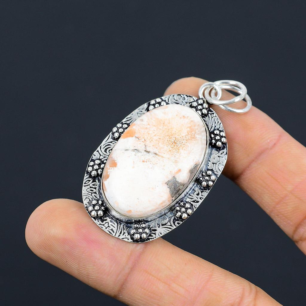 Friendship Day Sale Crown Chakra Scolecite Stone Mother Pendant Sterling Silver