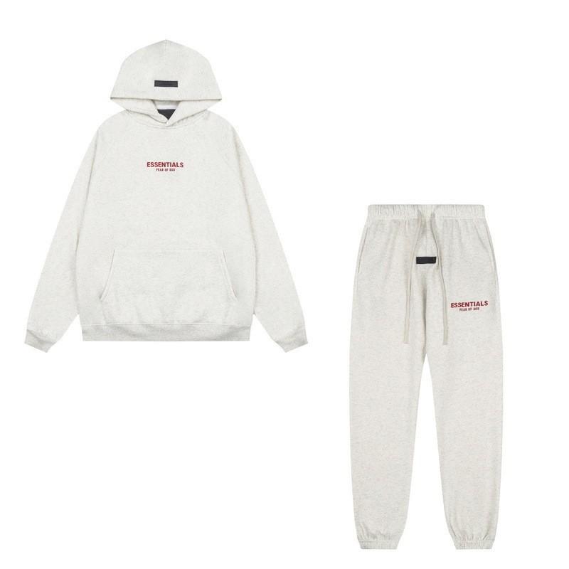 FEAR OF GOD ESSENTIALS Flocked Letter Hoodie Loose Fit Fleece Sweatshirt Youth Casual Wear