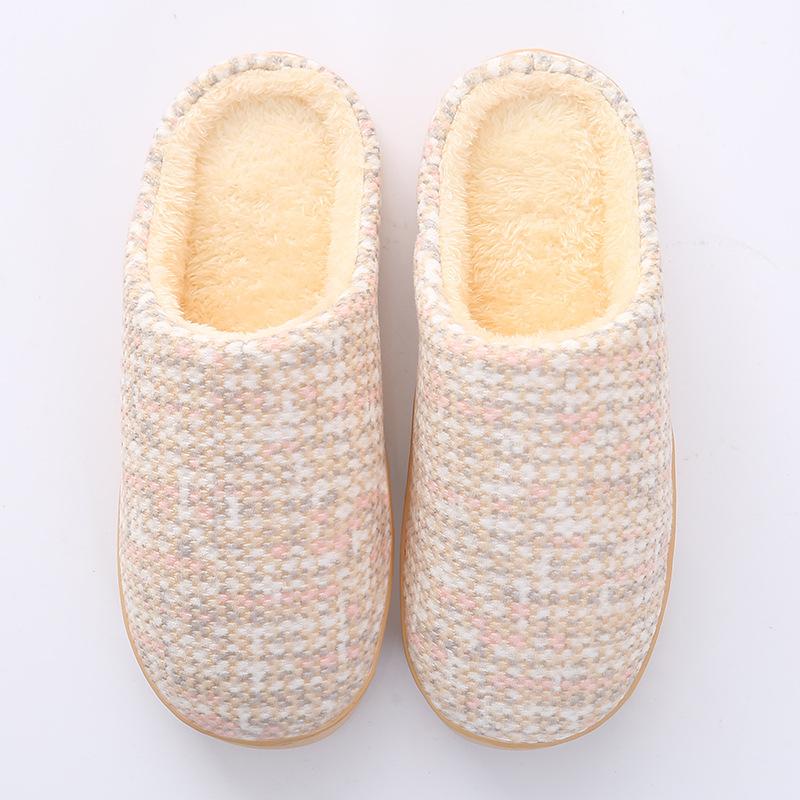 Cotton slippers warm and piled thickened anti-slip shoes winter fluffy shoes men and women thick soles