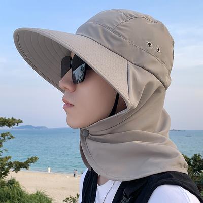 Outdoor Men's Sun Hat Summer Windproof Buckle Hiking Hat Breathable Large Brim Shawl Hat