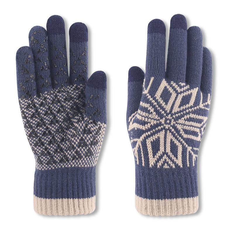 New Wool Knitted Gloves for Men and Women In Autumn and Winter Outdoor Thickened Warm Touch Screen Gloves