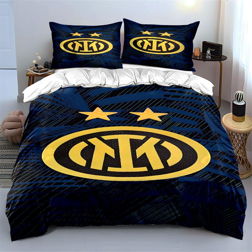 Yellow stars and Inter logo. Bedding sets Duvet cover sets Duvet covers Pillowcases(1 * Duvet Cover 2 * Pillowcases without duvet insert)