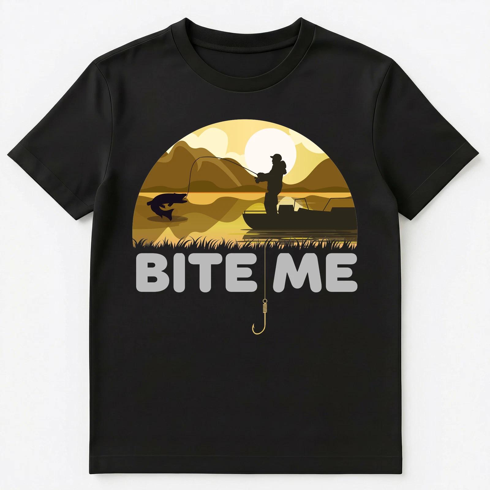 

Funny Fishing With A Slogan Bite Me And A Hook Unisex T-Shirt L