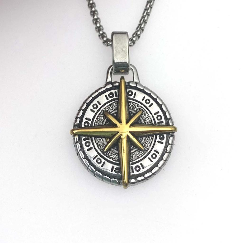 Necklace Compass Hip Hop Light Luxury Versatile Pendant