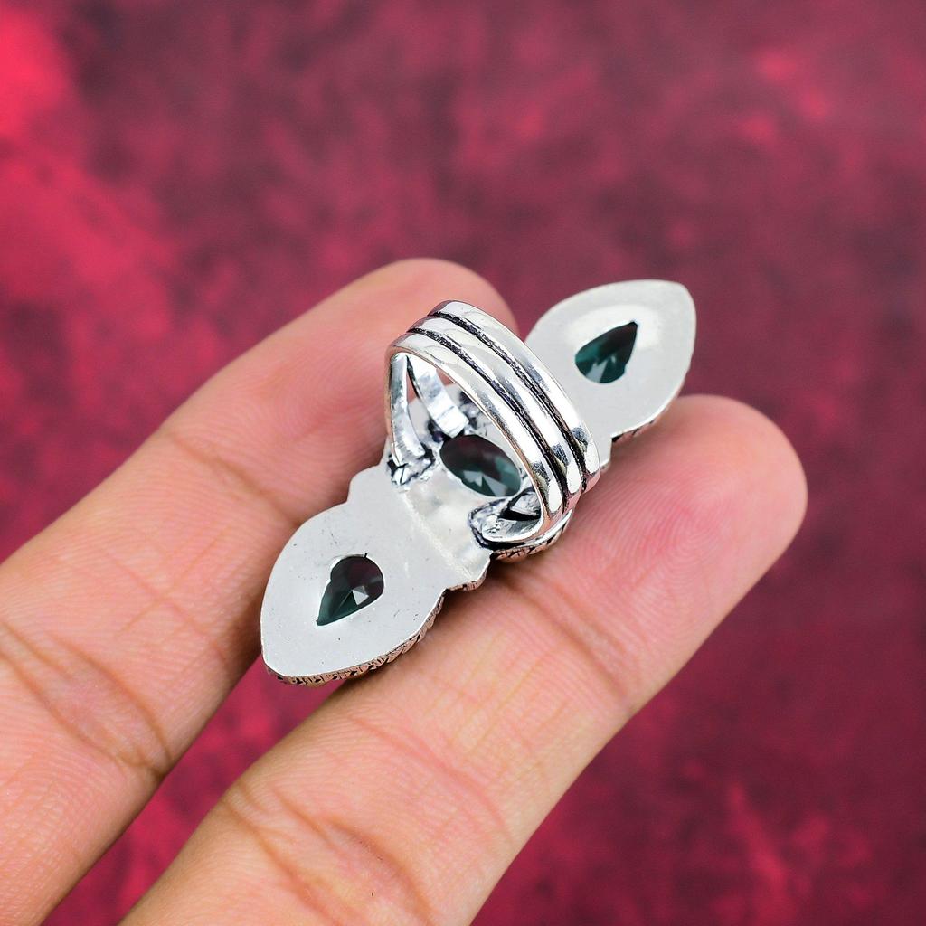 Indicolite Gemstone Ring, 925 Solid Sterling Silver Ring, Handmade Antique Jewelry, Gift For Mother Day