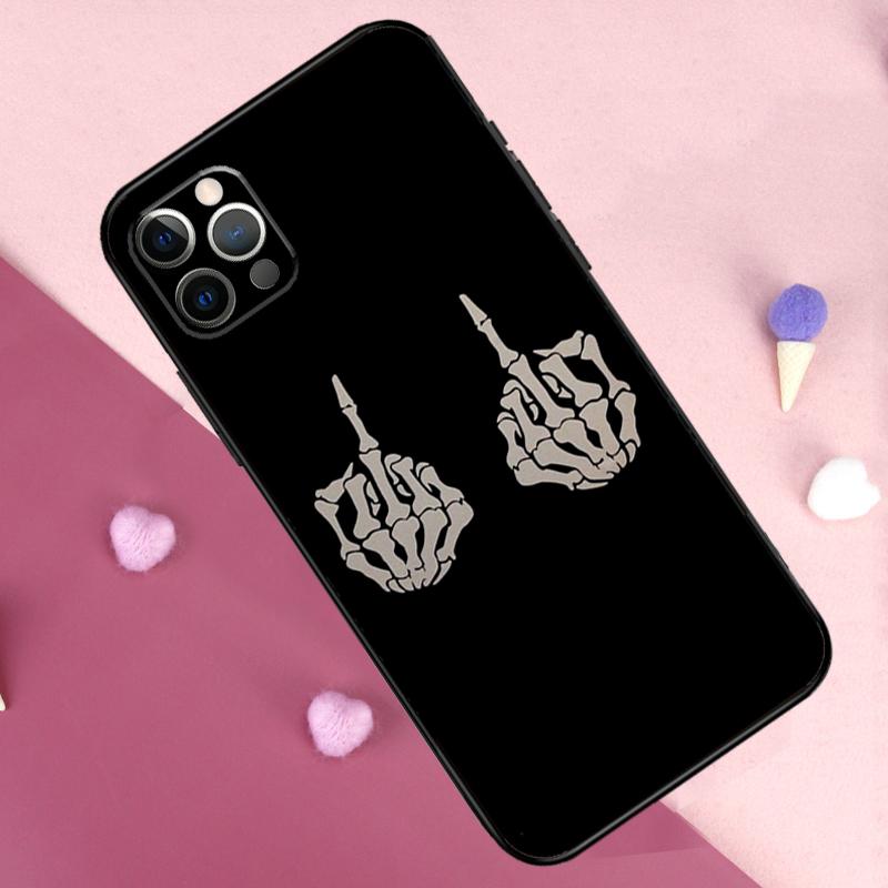 Skeleton Middle Finger Phone Case For iPhone 17 Pro Max 11 14 15 16 Pro Max Plus 13 12 Mini 16e 17 Air Back Cover