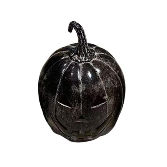 Halloween Gresskarfigur Håndskåret Resin Gresskarstatue Håndlaget Borddekorasjon til Hjem Veranda Inngangsdør Peishylle Romdekor