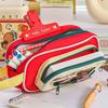 Cute Embroidery Sticker Pen Bag Five Layers Multi-functional Stationery Bag Large Capacity Pencil Case Students