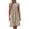 Women's Casual Loose O Neck Short Sleeve Wrinkles Elegant Linen Swing Dresses