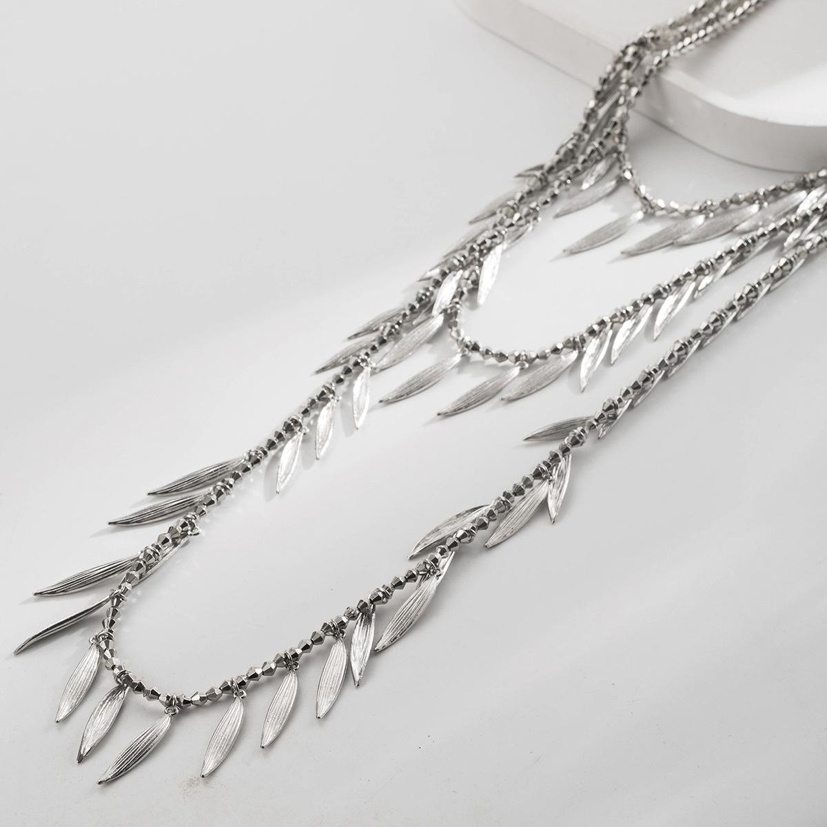 

Преувеличенный дизайн ключичной цепочки, геометрический сплав, длинное винтажное ожерелье, элегантные трендовые женские украшения серебряный