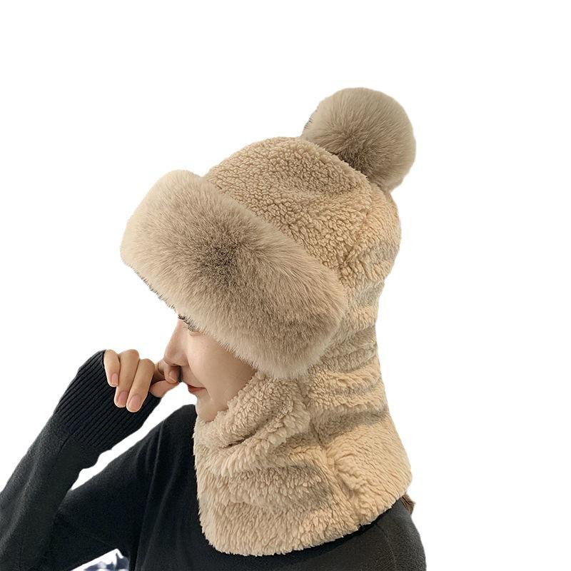 Women's Autumn Winter Baotou Neck Mask Integrated Ear Protection Windproof Hat Parent Thickened Warm Hat