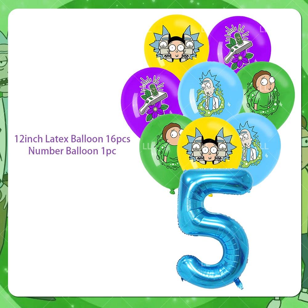 Rick And Morty Fans Child Birthday Party Decoration Anime Character Cake Topper Balloon Set Baby Shower Banner Adults Kids Gift