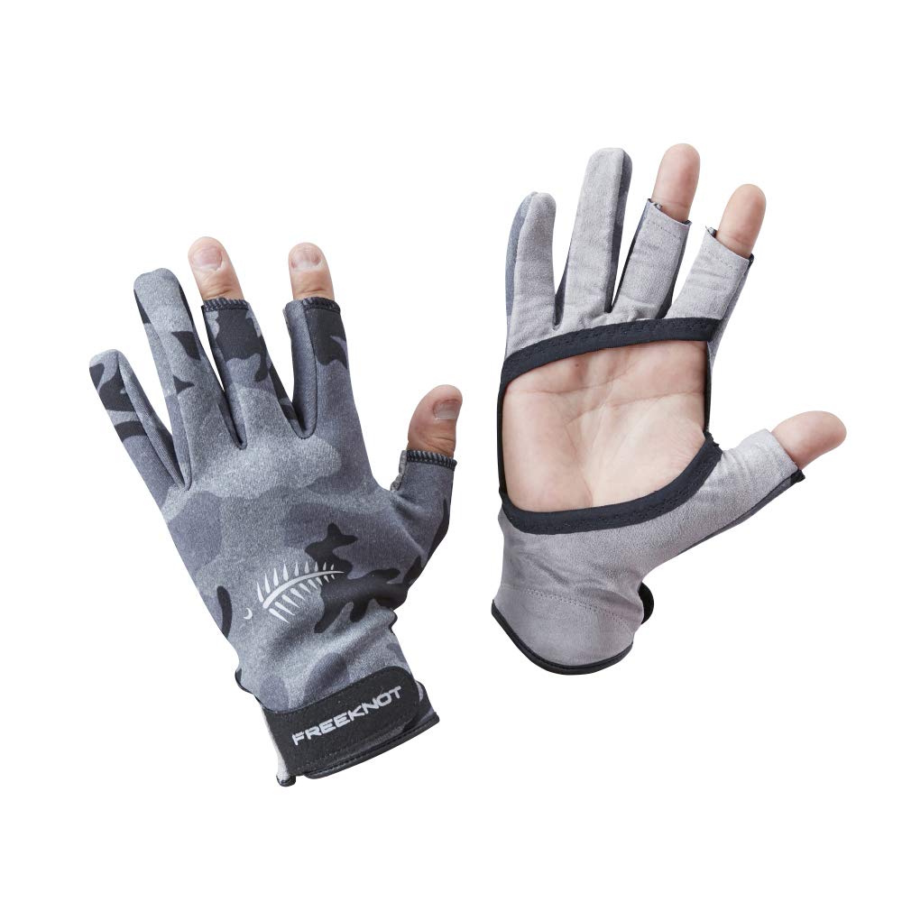 Free Knot Kodenshi Skidless Black Four-On Gloves, LL, Camo, Y4187-LL-95