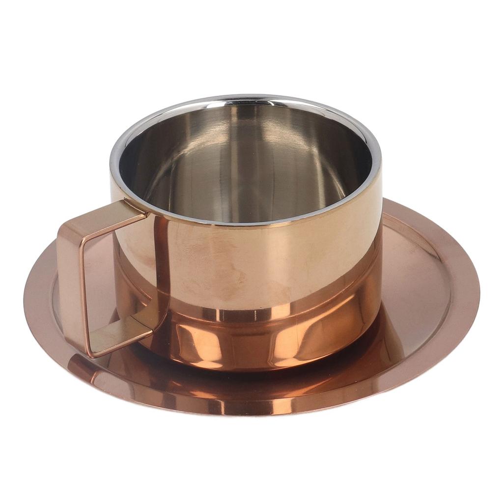 Kaffeetasse Schlicht Genial 304 Edelstahl Kaffeetassen-Set mit Kaffeeteller für Zuhause Outdoor