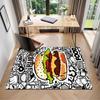1Pc Food Theme Printed Circular Carpet, Home Door Mat, Outdoor Travel Protection Carpet B6