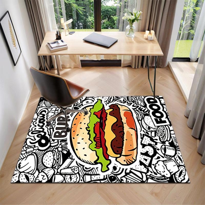 1Pc Food Theme Printed Circular Carpet, Home Door Mat, Outdoor Travel Protection Carpet B6