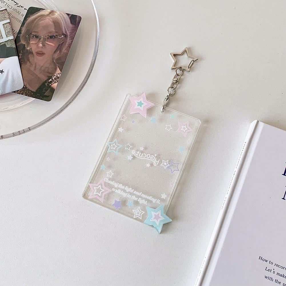 

Acrylic KPOP Idols Photocard Holder Star Card Holder Protecter Key Chain Bag Pendant Accessories Three-Inch Polaroid Display Hangers рожевий/синій