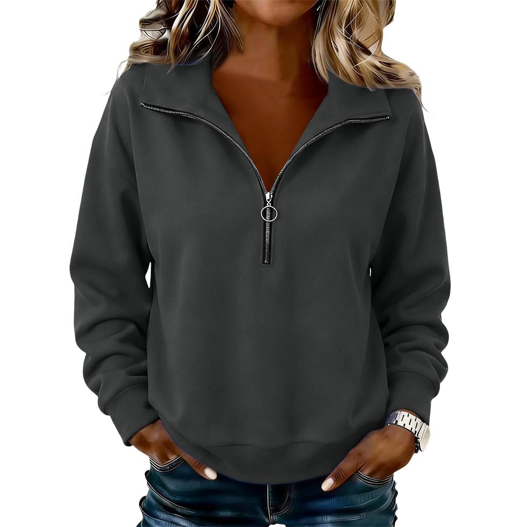 Women's Fashion Zip Up Long Sleeve Neck Sweatshirt