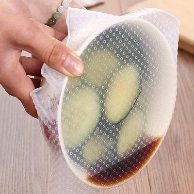 4PCS Multifunctional Food Fresh Keeping Saran Wrap Kitchen Tools Reusable Silicone Food Wraps Seal Cover Stretch