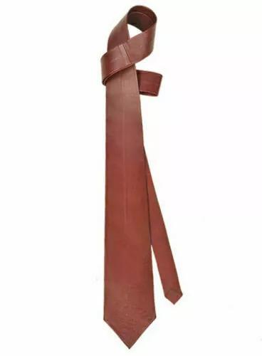 Neck Tie Leather Shirt Ties Brown Men's Premium Real Soft Light Weight Leather