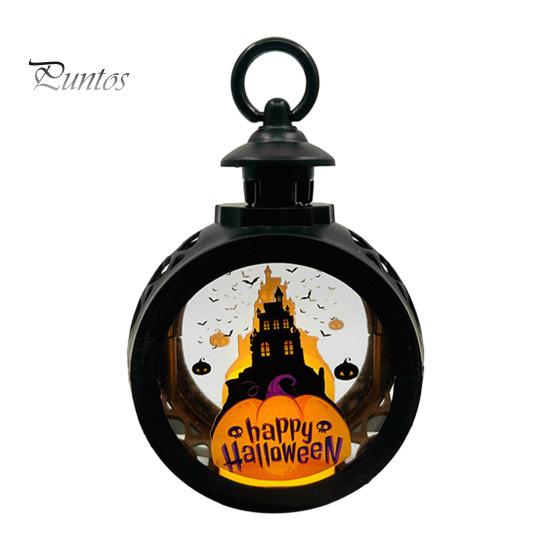 LED Decorative Flame Light Halloween Retro Pumpkin Lantern, Electronic Candle Light, Vintage Portable Handheld Lamp for Bar Haunted House Decor