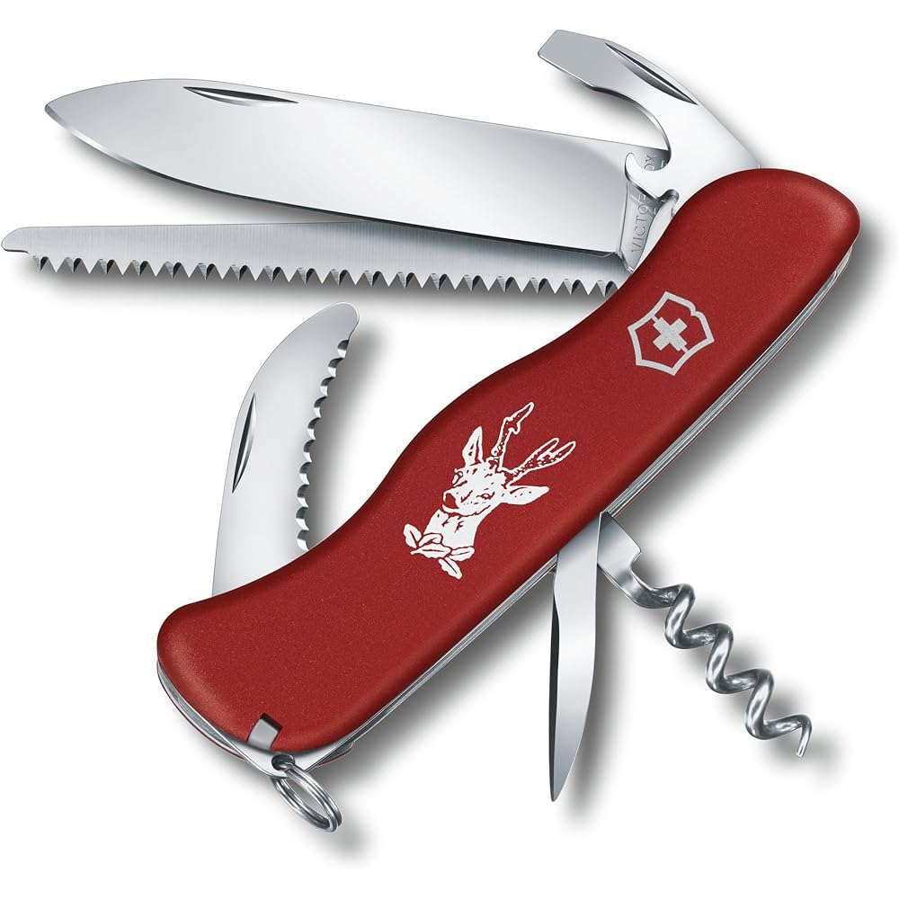 

Victorinox Swiss Army Hunting Red Multi-Tool Knife 11 Functions with Saw and Reamer Outdoor Camping 0.8573 oz