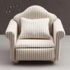 Moin Moin Miniature Furniture 1/12 Scale Sofa Set 3 Pieces White Beige Striped Fabric Dollhouse Accessories