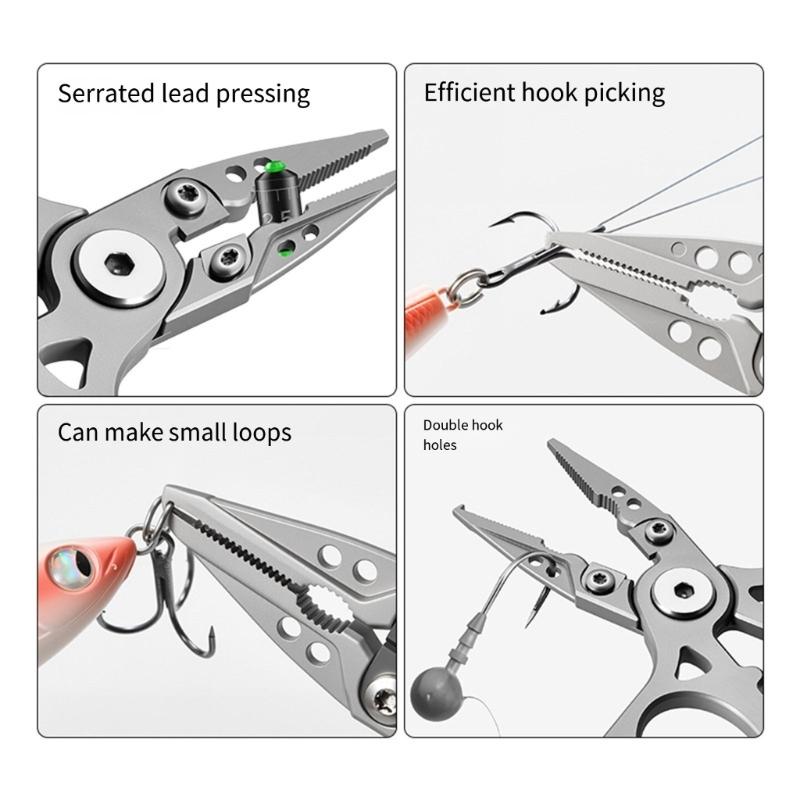 Braided Fishing Line Cutter Rings Openers with Lanyard Fishing Pliers Multifunctional Fishing Tackle Stainless Pliers