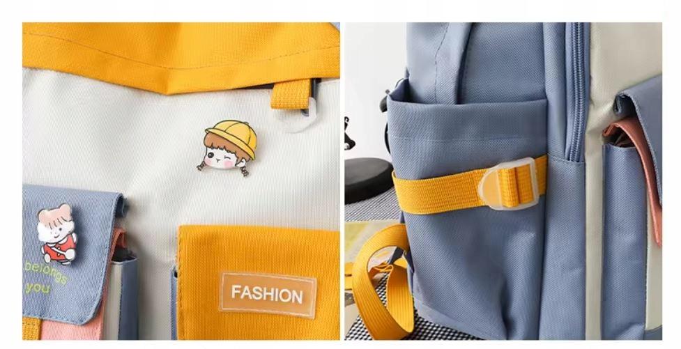 School Backpack Youth Backpack 5-in-1 Set Pencil Case Bag Pouch Large