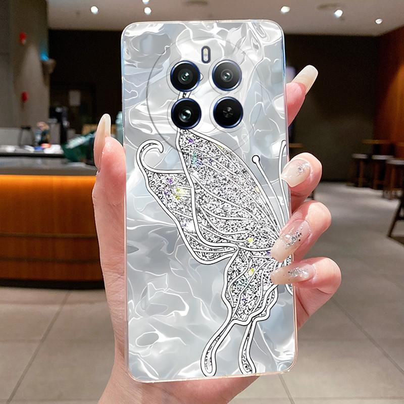 Case For Realme 12 Pro Plus 5G Pretty Flowers Butterfly Clear Soft Silicone TPU Cover For Realme12ProPlus 12 Pro Plus 5G Fundas