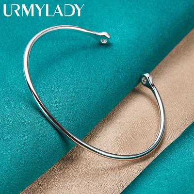 Bracelet en argent Sterling 925, 4mm, Type C, Double tête, spirale, pour femmes, mariage, fiançailles, bijoux à breloques à la mode