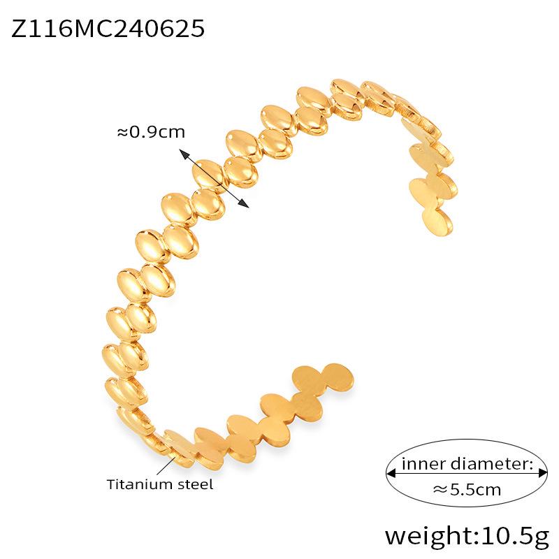 French Retro Geometric Cuff Bracelet - 18K Gold Plated Titanium Steel Jewelry for Women