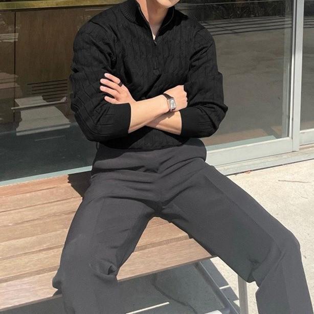 

Модний чоловічий в язаний светр на блискавці: Пуловер вільного крою напівводолазка для осені та зими 3XL