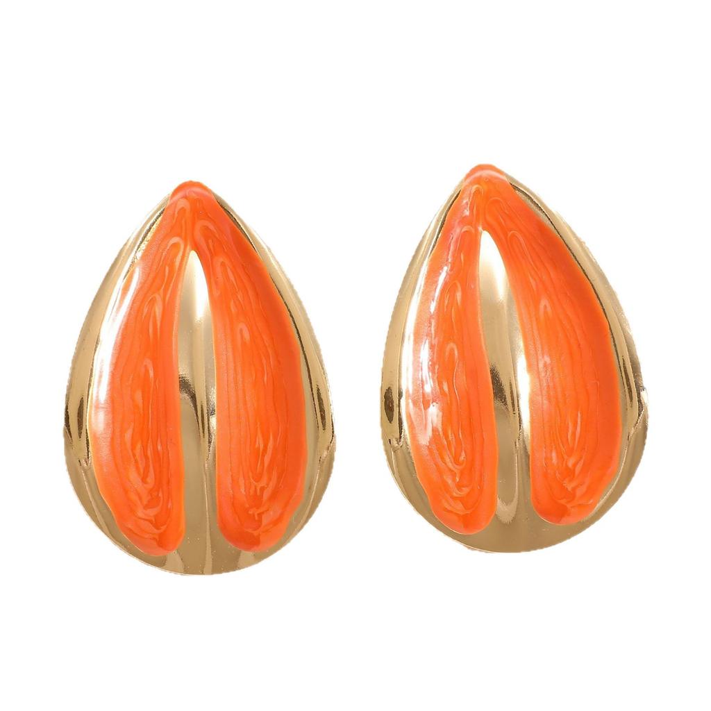 European and American Geometric Water Drop Earrings, Fashionable and Simple Cream Wind Dopamine Contrasting Color Earrings, Versatile Women's Ear