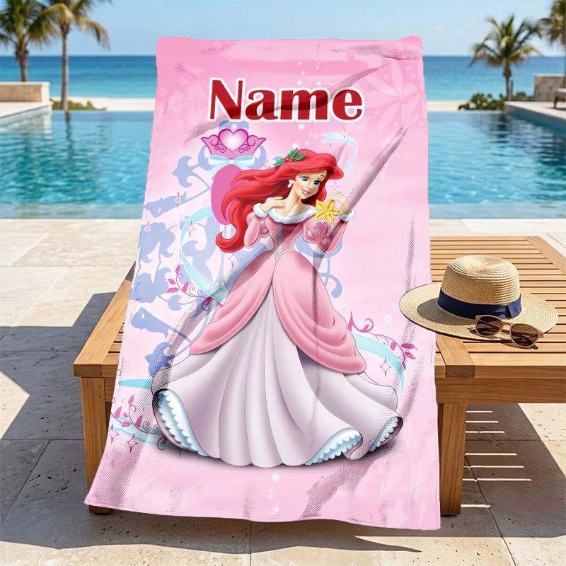 Custom Name Princess Fantasy Stylish Digital Printing Beach Towel Quick‑Drying Absorbent Blanket for Beach Pool Gym Travel