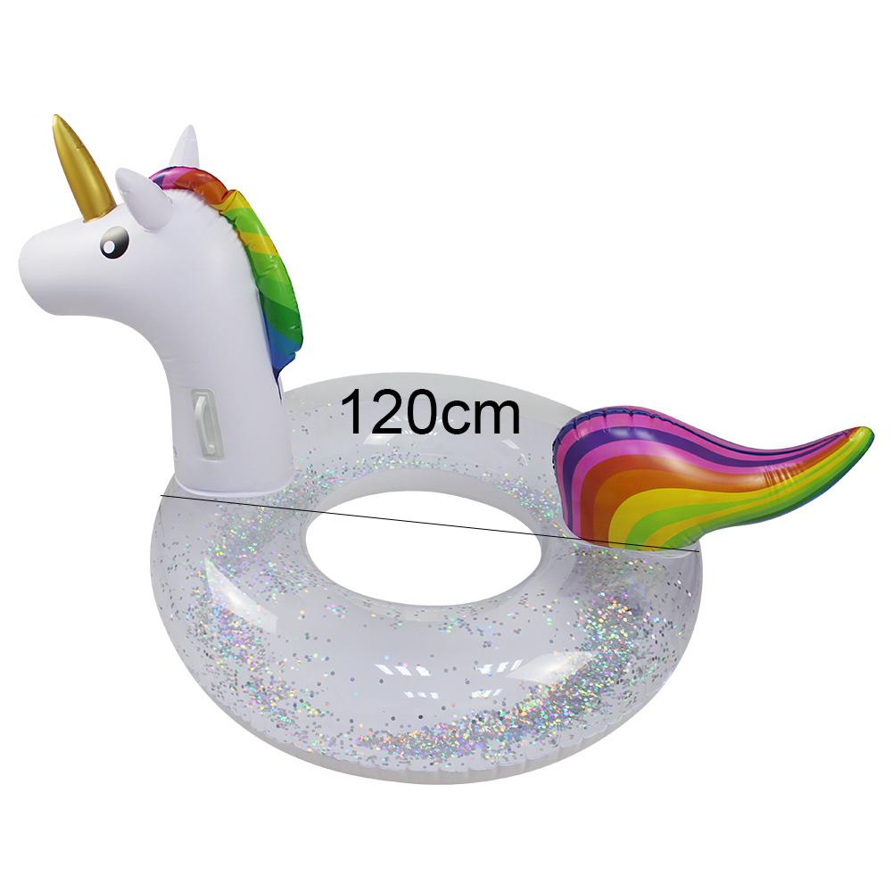 Inflatable Glitter Unicorn Swimming Ring Pool Tube Beach Party Toys Swim Raft Floatie Lounger for Kids and Adult Water Play