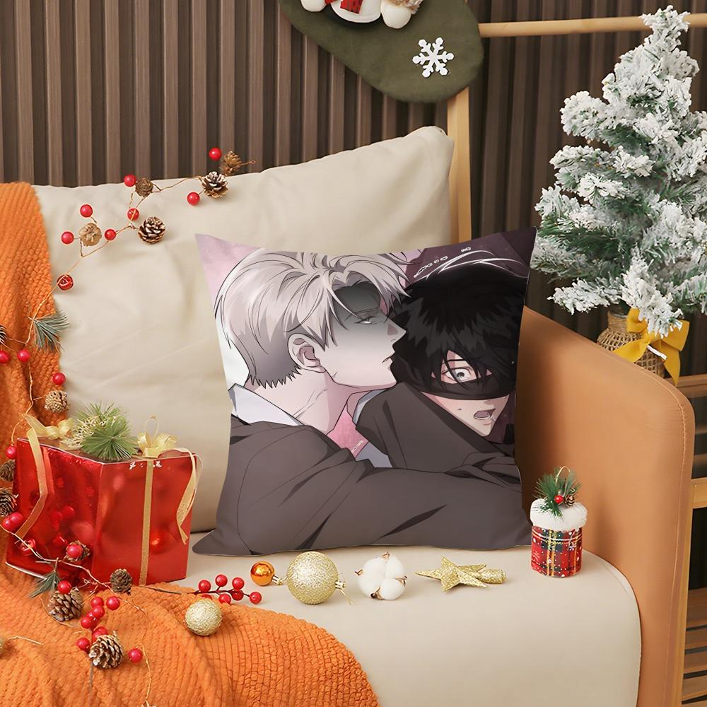 Anime Boys' love Pillow Case Anti-dustmite Pillow Invisible zipper silky short plush Sofa cushion cover